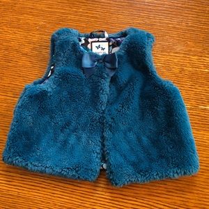 Girls Teal Dressy Winter Vest Bolero